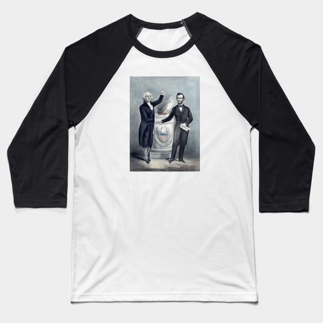 Washington and Lincoln Shaking Hands Baseball T-Shirt by warishellstore